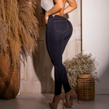 Push-Up + Waist Snatching Navy Blue Jeans
