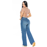 Wide Leg- Slouchy Blue Ripped Jeans